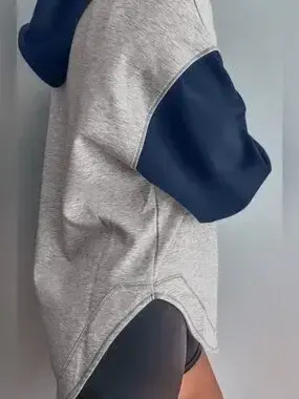Color Block Patchwork V Neck Drawstring Hoodie - Picture 3 of 9